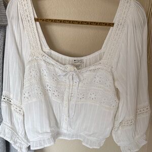 American Eagle Outfitters White Lace Blouse